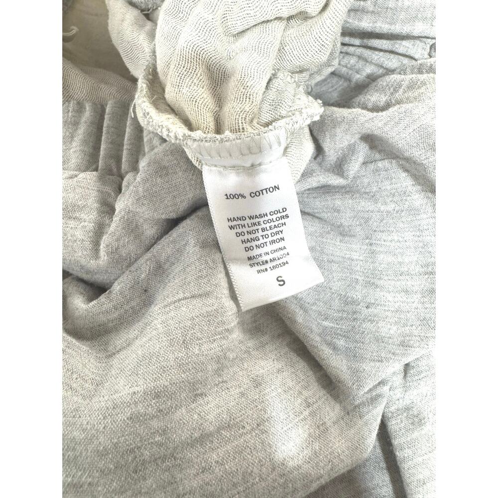 a. ren Crinkle Cotton Pull-On Wide Leg Pants Size S Elastic Waist in Light Gray - Picture 7 of 8